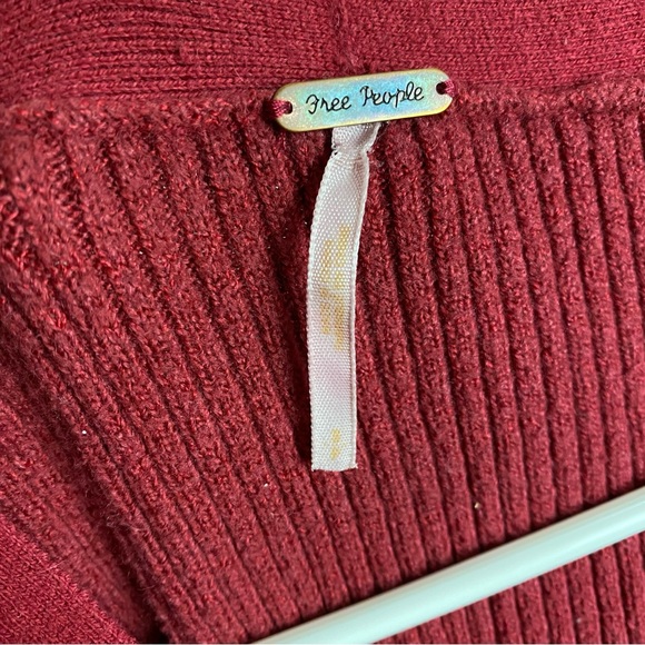 Free People Peplum Cardigan Sweater Womens Size Small Red V Neck Button Down - Picture 6 of 8